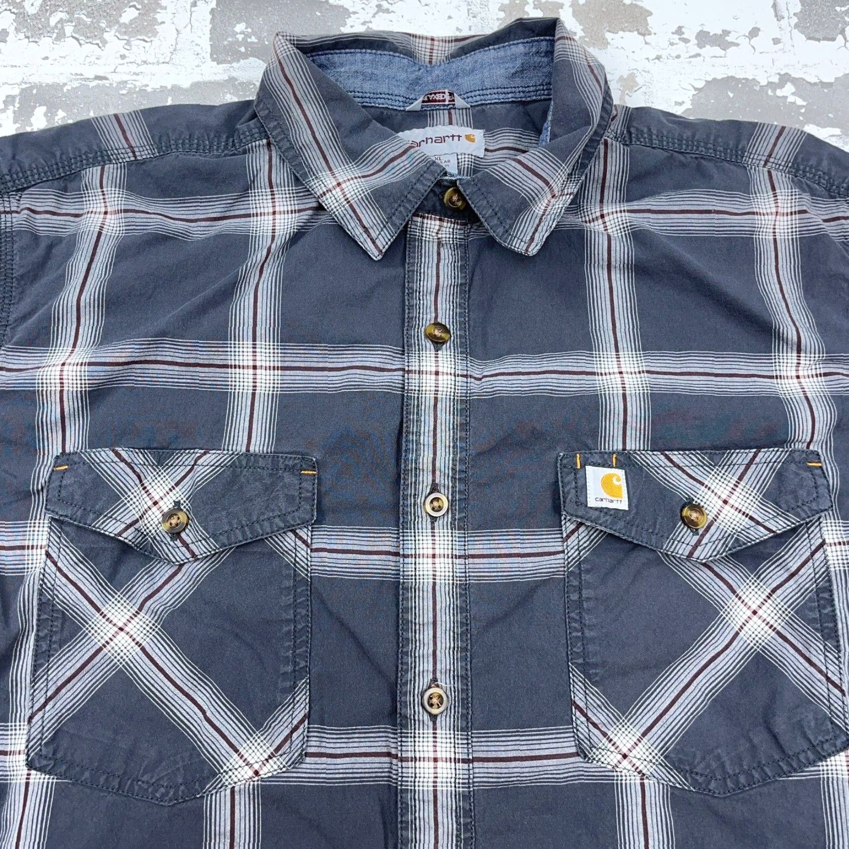 Carhartt Carhartt Shirt Men XL Blue Plaid Button Up Workwear Relaxed Model Carhartt Button-Up Short Sleeve Casual Workwear Mens Blue Plaid Shirt XL Size US XL / EU 56 / 4 - 2 Thumbnail