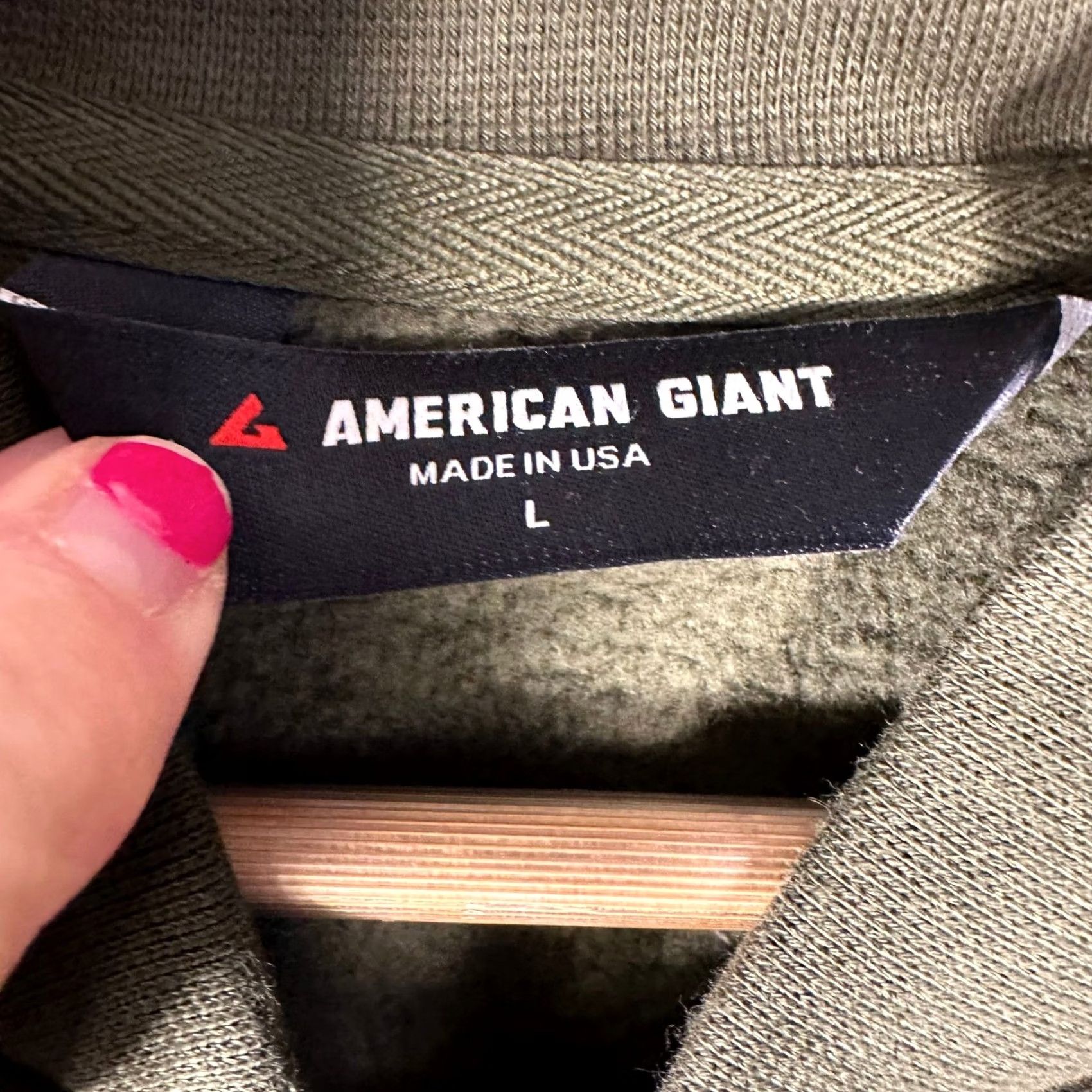 Vintage American Giant Bomber Jacket Large Olive Green Heavyweight Fleece Full Zip Mens Size US L / EU 52-54 / 3 - 4 Thumbnail