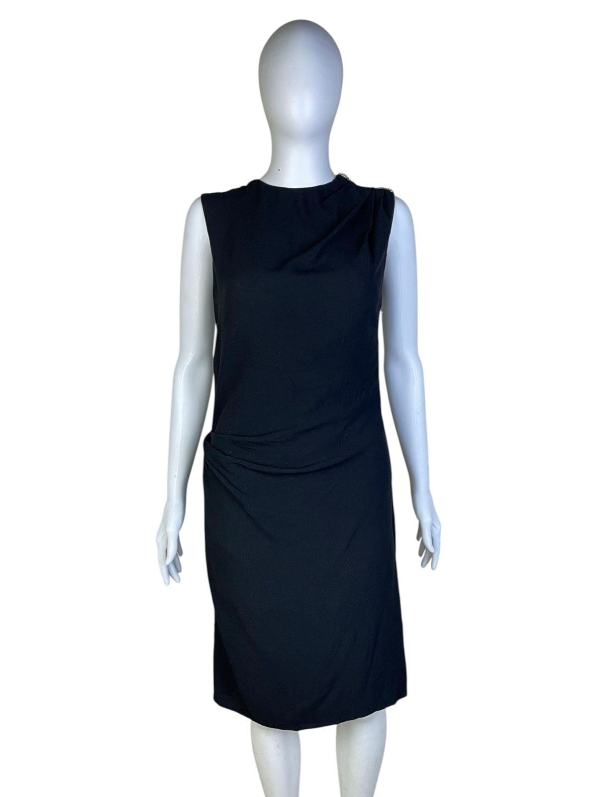 Saint Laurent Paris Saint Laurent Black Crepe Draped Sleeveless Dress Size S / US 4 / IT 40 - 1 Thumbnail