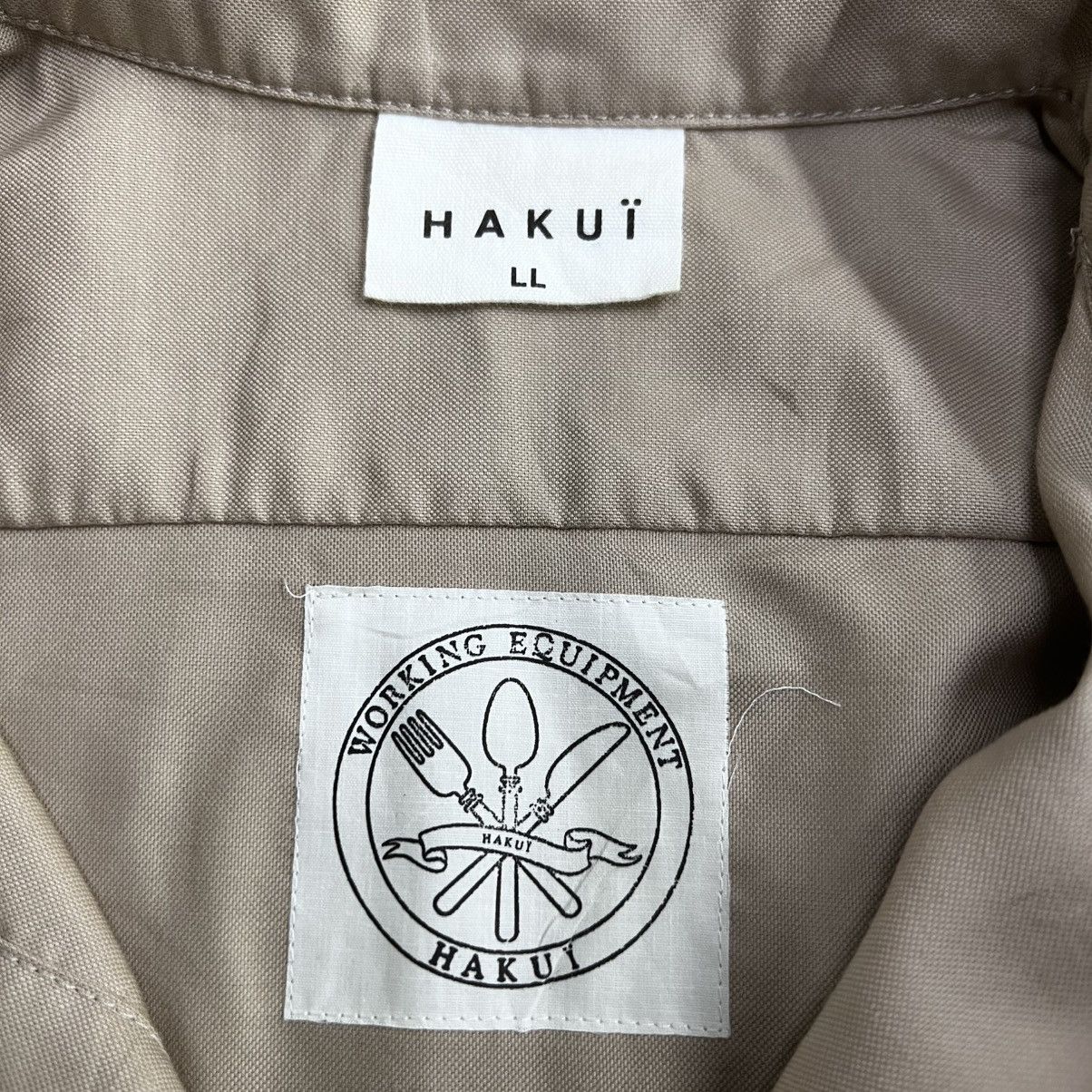 Japanese Brand HAKUI OXFORD STAND COLLAR WIDE CUFFS BUTTON SHIRT Size US XL / EU 56 / 4 - 11 Thumbnail