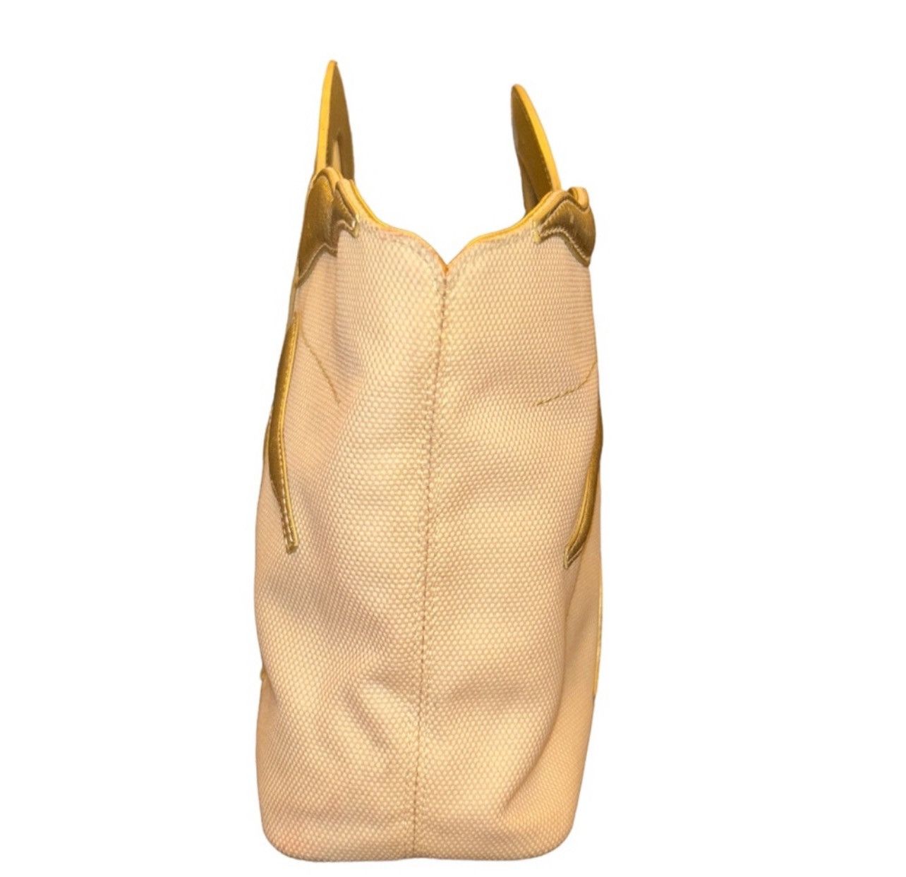 Bvlgari BVLGARI Yellow Sun Golden Leather Trim Canvas Tote Clutch Size ONE SIZE - 4 Thumbnail