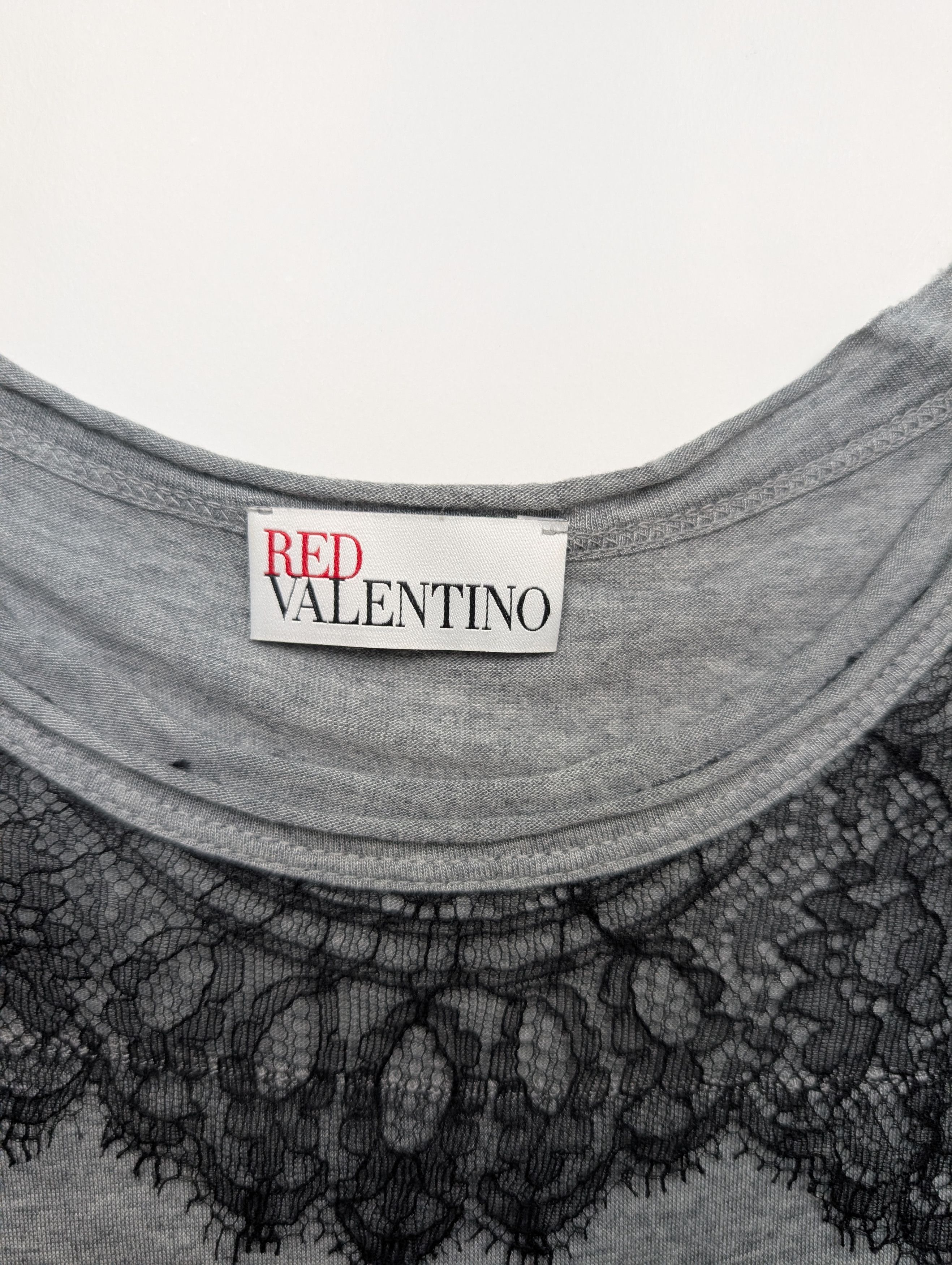 RED Valentino Red Valentino Grey Top With Lace Shoulders Size S / US 4 / IT 40 - 4 Thumbnail