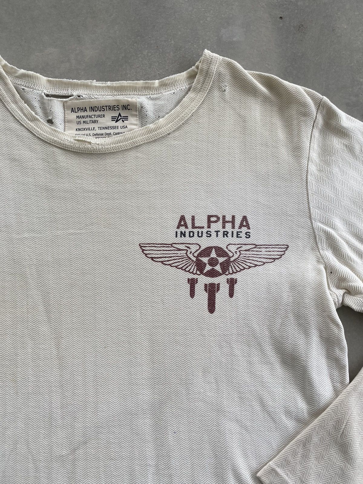 Alpha Industries × Vintage VINTAGE DISTRESSED ALPHA INDUSTRIES INC LS TEE Size US M / EU 48-50 / 2 - 2 Thumbnail