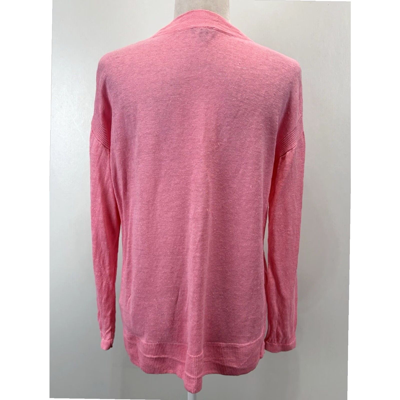Talbots Talbots 100% Linen Cardigan Sweater Medium Pink V-Neck Womens Casual Classic Preppy Size M / US 6-8 / IT 42-44 - 3 Thumbnail