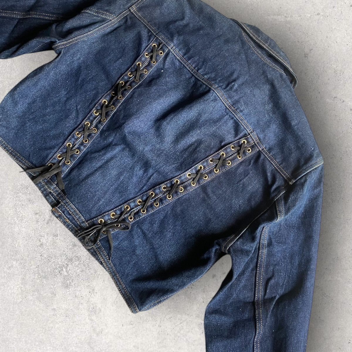 Jean Paul Gaultier Back Lace Up Cropped Denim Jacket Size US S / EU 44-46 / 1 - 1 Thumbnail
