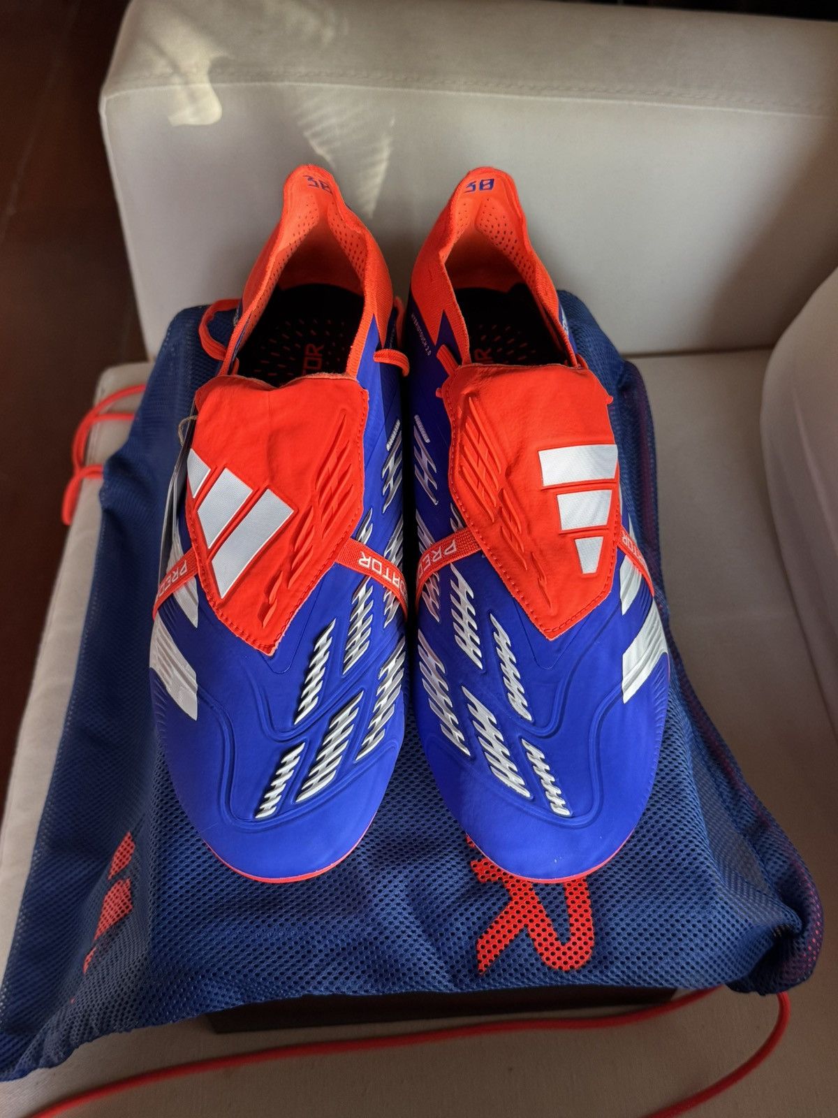 Adidas Adidas Predator 24 FG Elite Tongue Lucid Blue Solar Red Size US 10.5 / EU 43-44 - 13 Thumbnail