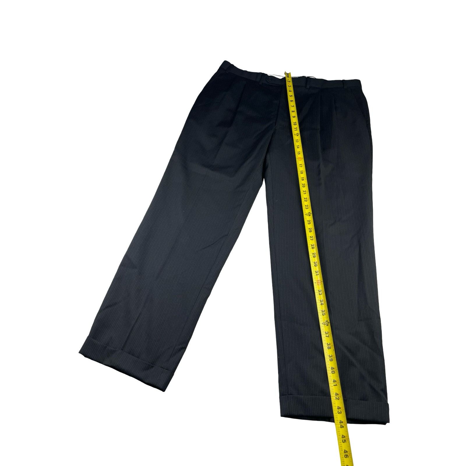 Jack Victor Jack Victor Men’s Valentino 100% Wool Suit Black/Blue Stripe Size 40L - 15 Thumbnail