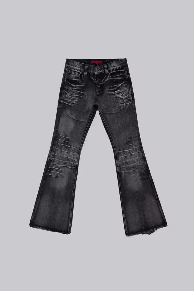 Other Washed Black Bootcut Y2k Flared Retro Distressed Jeans Size US 37 - 8 Thumbnail