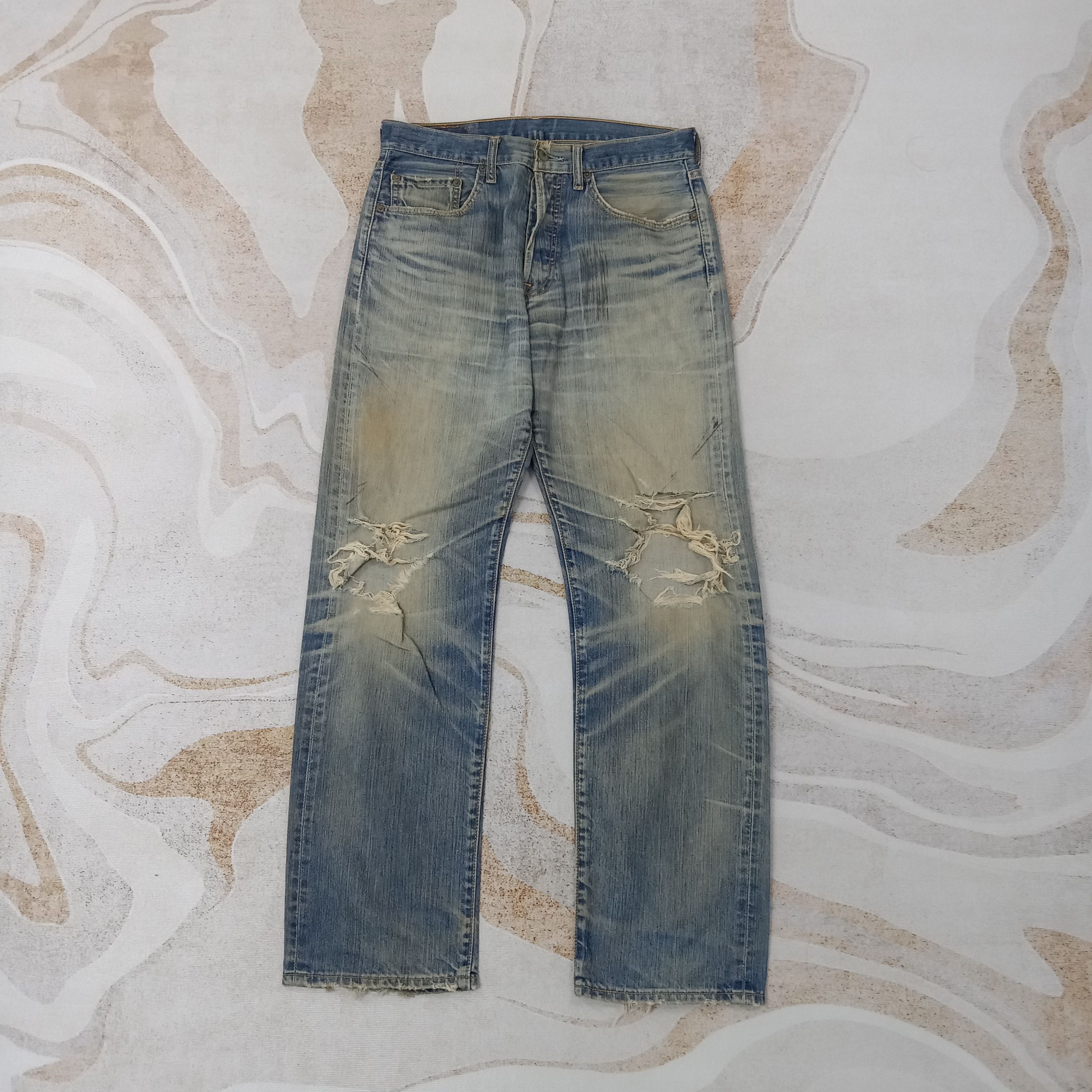 Levi's Levi's 501 Distressed Grunge Denim Jeans C258N22 Size US 31 - 1 Thumbnail