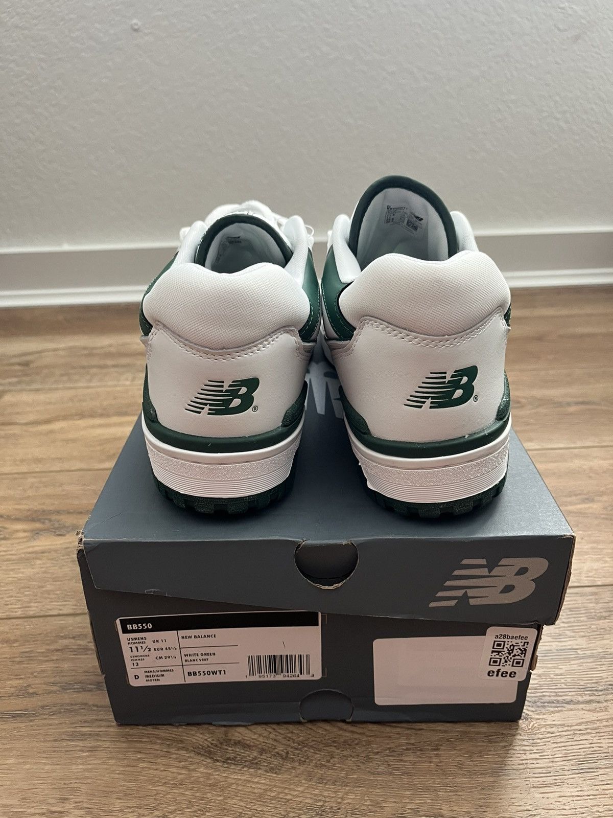New Balance New Balance 550 White Green Size US 11.5 / EU 44-45 - 4 Thumbnail