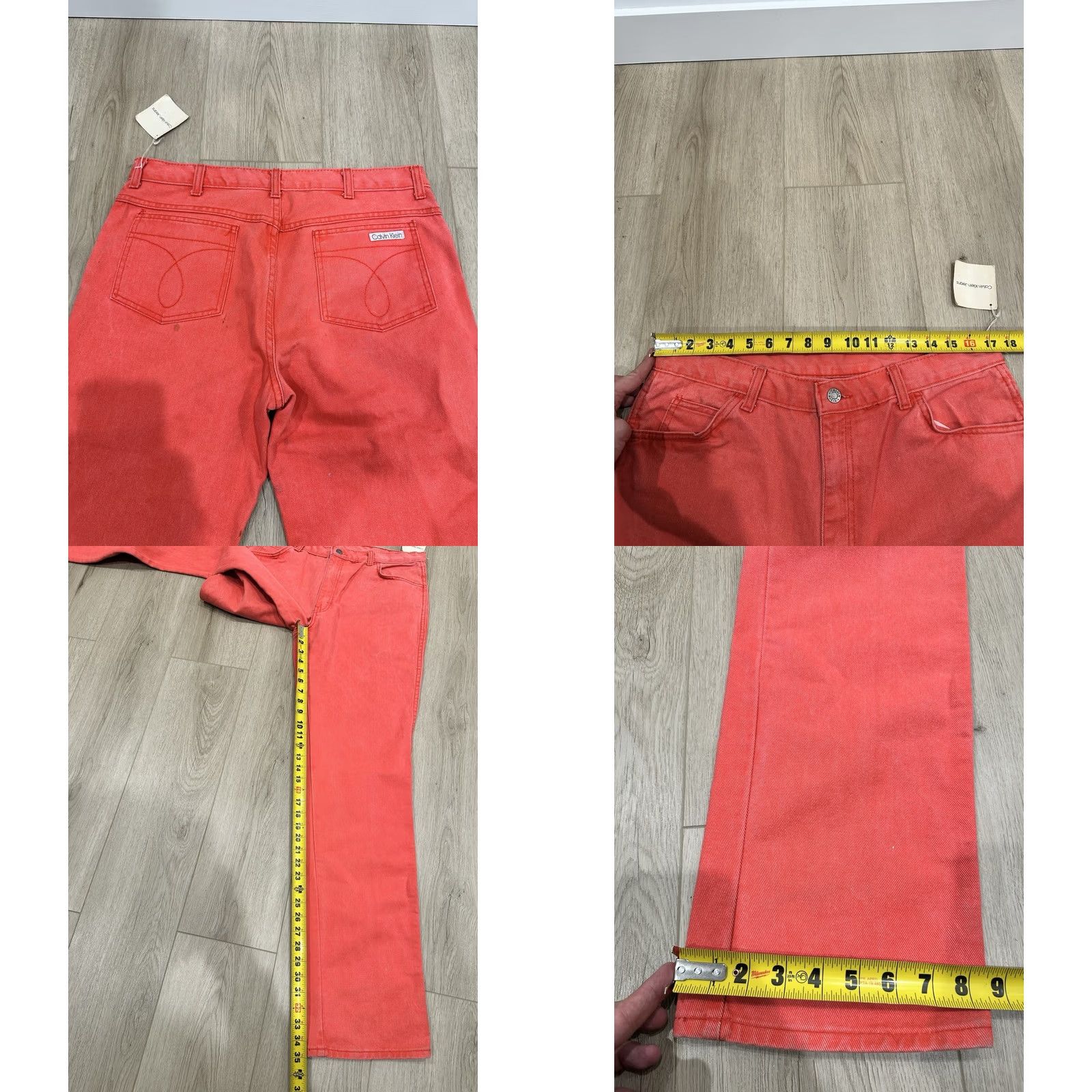 Calvin Klein VINTAGE Calvin Klein Jeans 35x35 USA MADE CK Red Denim Mens Jeans Size US 35 - 9 Thumbnail