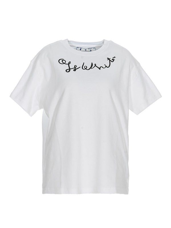 Off-White o1gr1nt0325 Lefthand Logo Type Reg T-Shirt in White Size S / US 4 / IT 40 - 1 Thumbnail