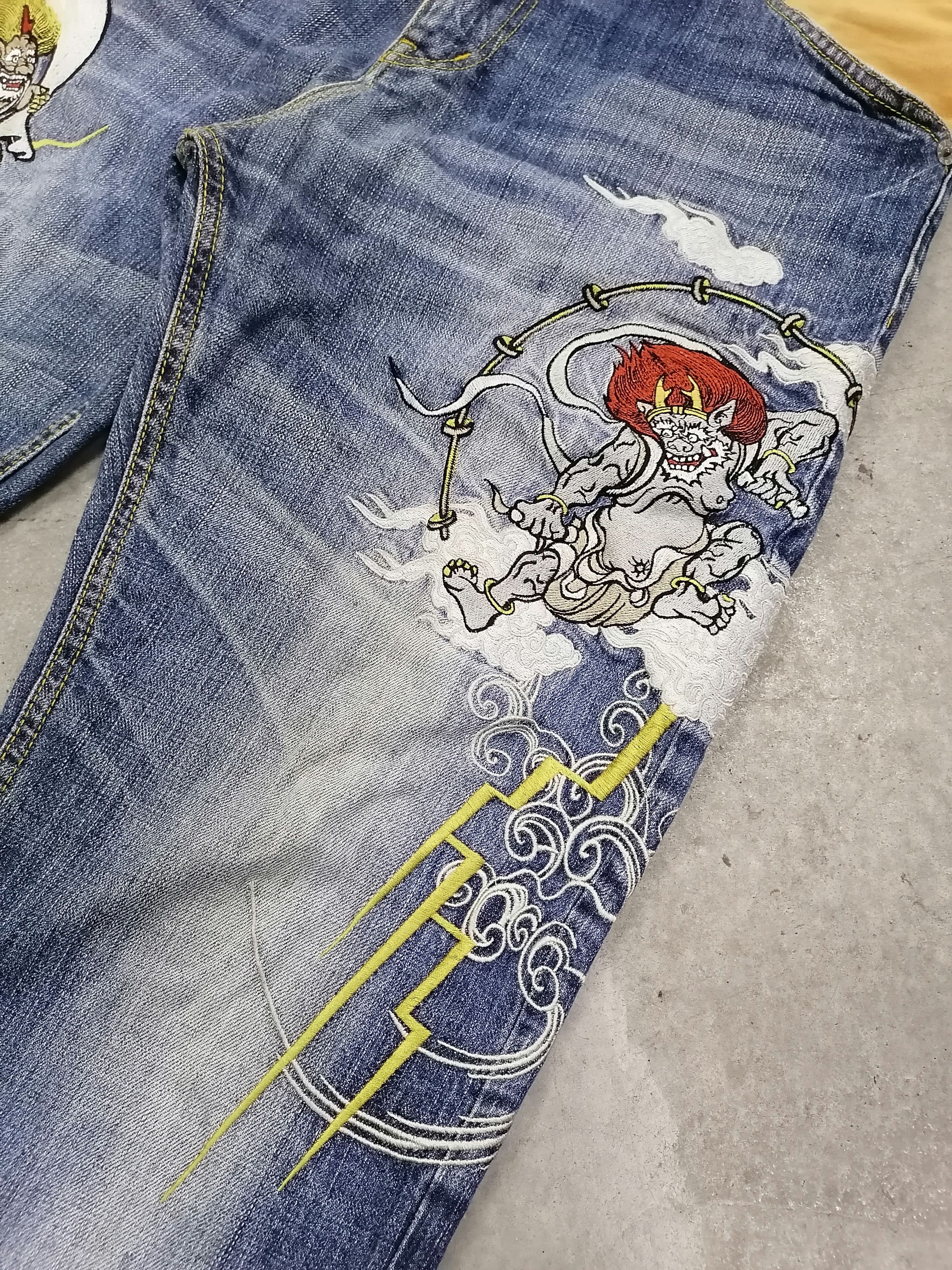 Japanese Brand Naminoritatsujin Embroidery Gaijin Denim Pants Size US 34 / EU 50 - 3 Thumbnail