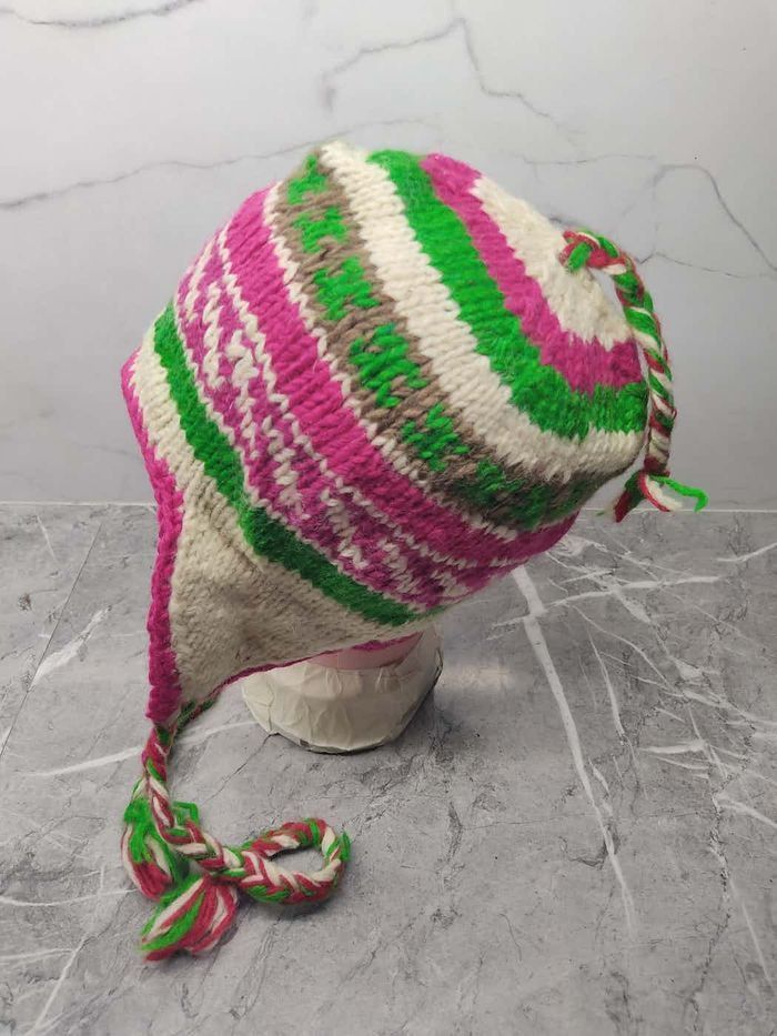 Japanese Brand Vintage Knit Wool Multicolour Beanie Size ONE SIZE - 1 Thumbnail