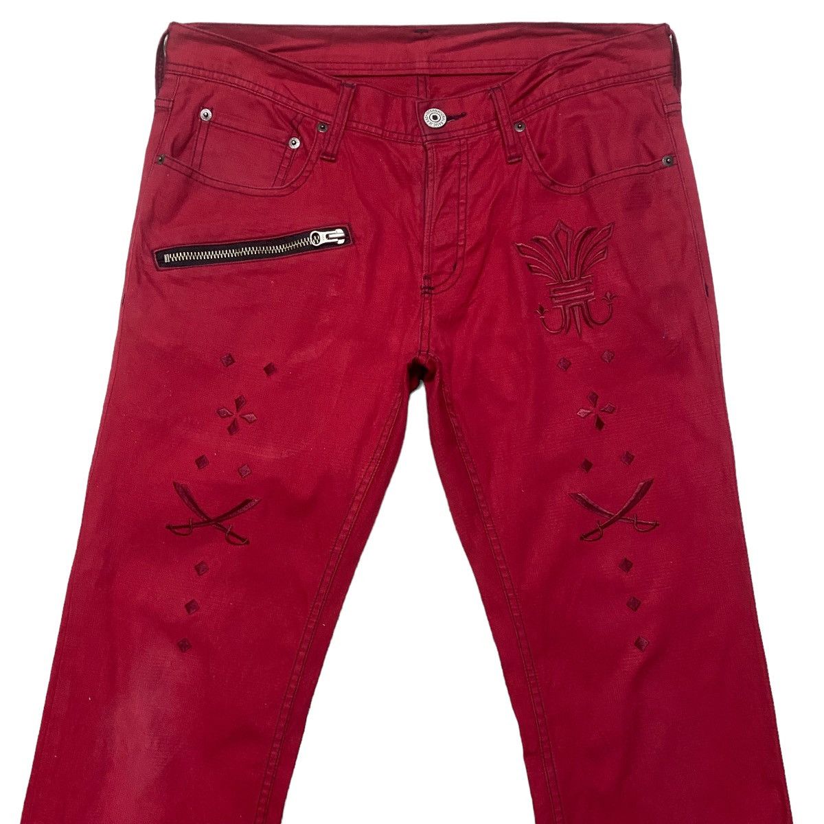 Le Grande Bleu (L.G.B.) RUPERT EDGE Tribal Skull Embroidery Jeans Size US 31 - 3 Thumbnail