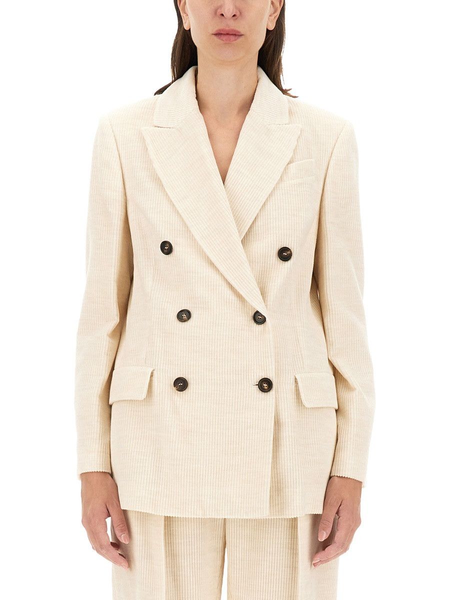 Brunello Cucinelli BRUNELLO CUCINELLI DOUBLE-BREASTED JACKET - IVORY (IT 40) Size S / US 4 / IT 40 - 1 Thumbnail