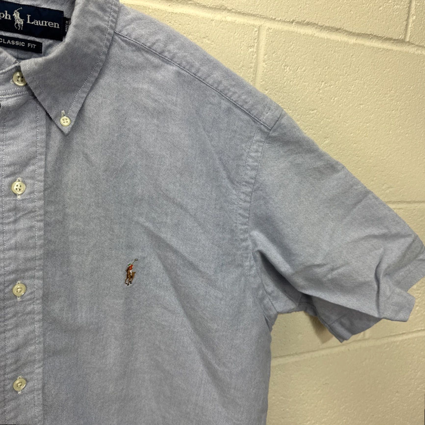 Polo Ralph Lauren Polo Ralph Lauren Shirt Mens L Blue Denim Skin Pony Short Sleeve Button Up Size US L / EU 52-54 / 3 - 5 Thumbnail