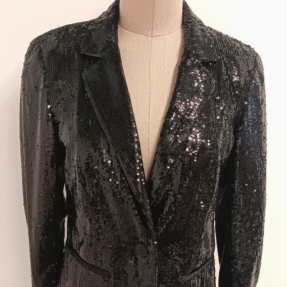 Lafayette 148 LAFAYETTE 148 NEW YORK Black Sequin Blazer - 2M (Sample) Size XS / US 0-2 / IT 36-38 - 3 Thumbnail