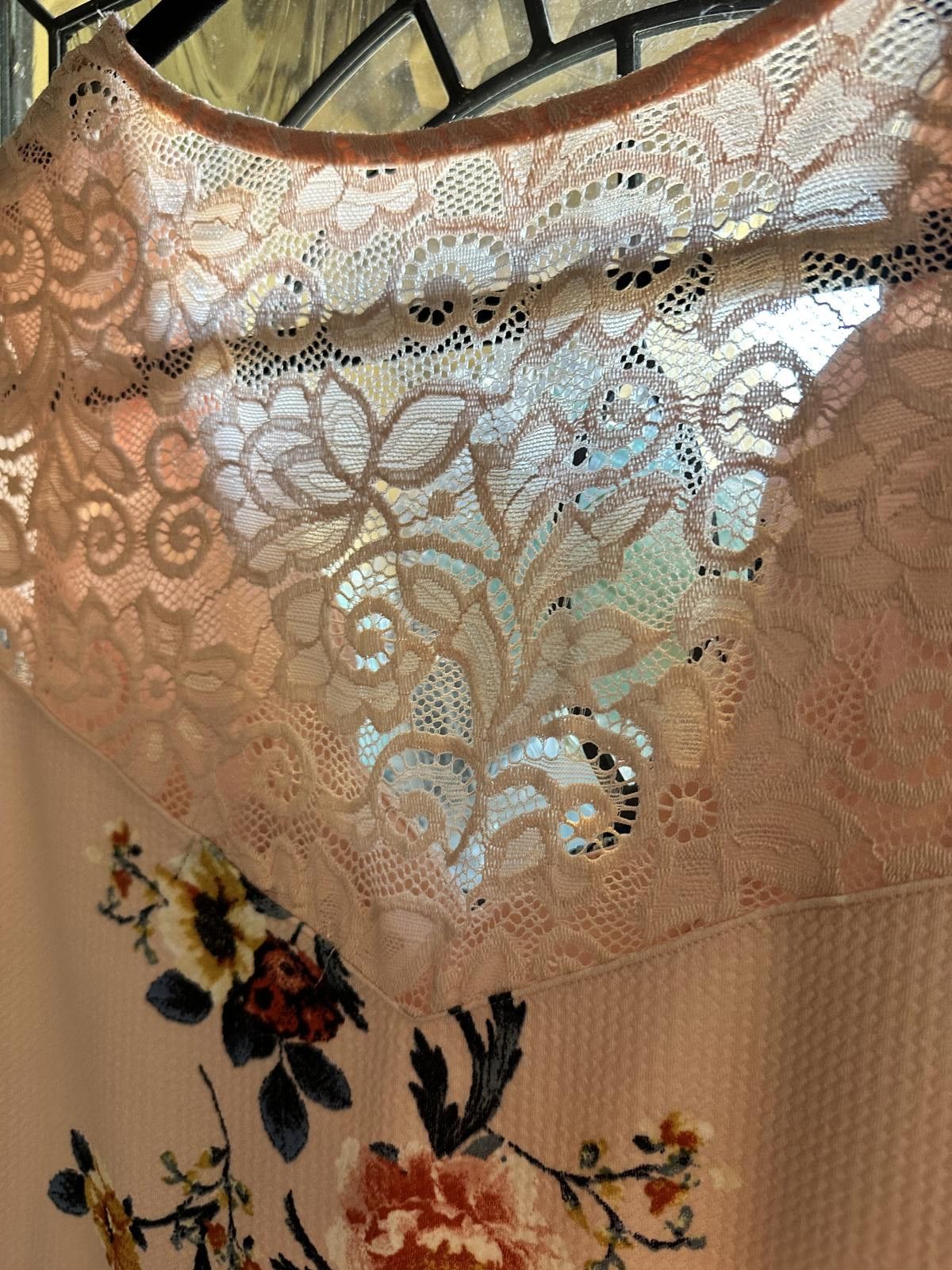 Designer Three Pink Hearts Floral Lace-Back Dress - XL Size XL / US 12-14 / IT 48-50 - 4 Thumbnail