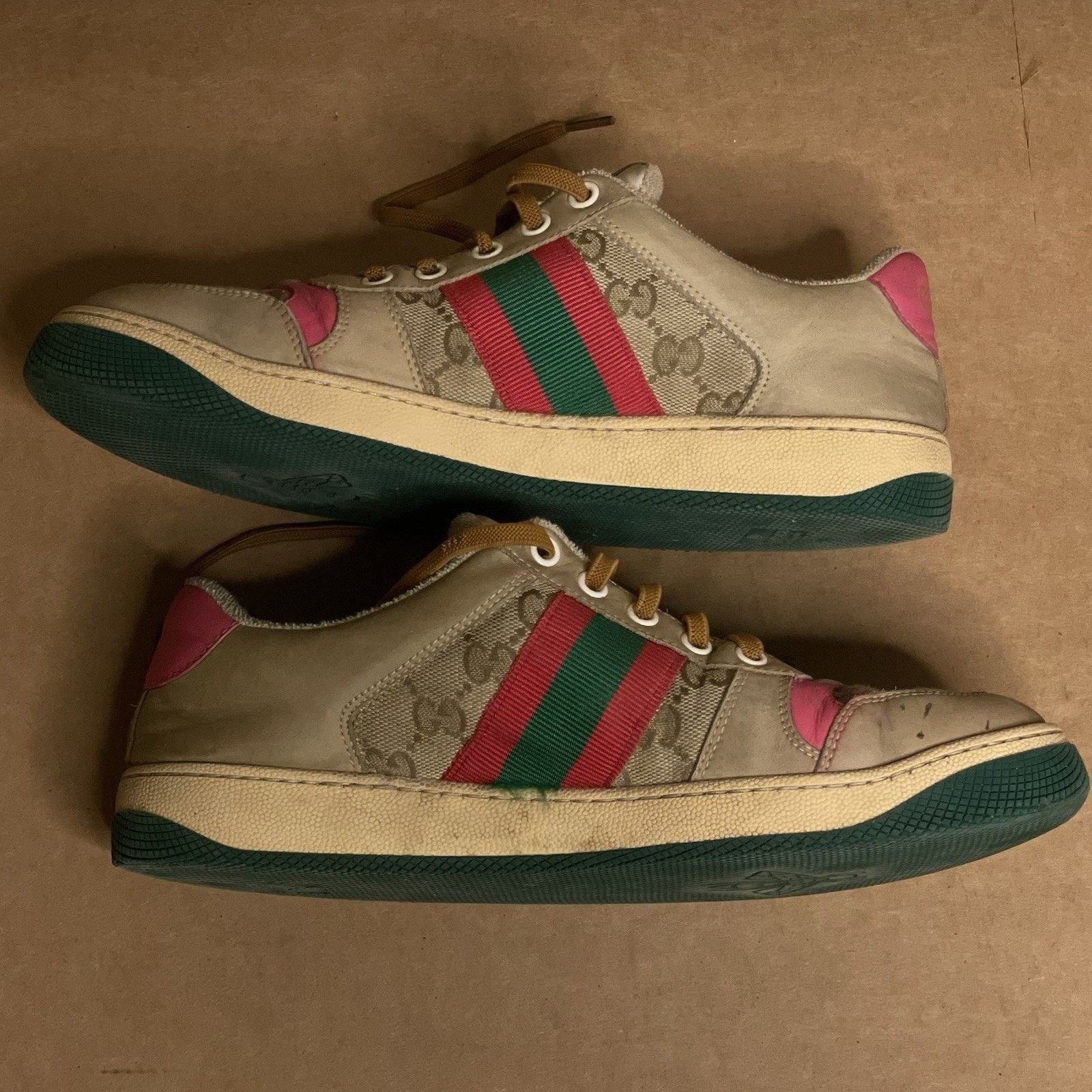 Gucci Gucci Sneakers Screener Distressed Leather Monogram Canvas Size US 8.5 / IT 38.5 - 4 Thumbnail