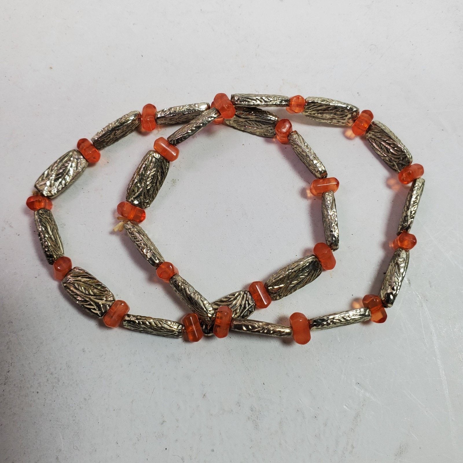 The Unbranded Brand Casual Career Stretchy 2 Bracelets Orange Gold Tone NOS Size ONE SIZE - 2 Thumbnail