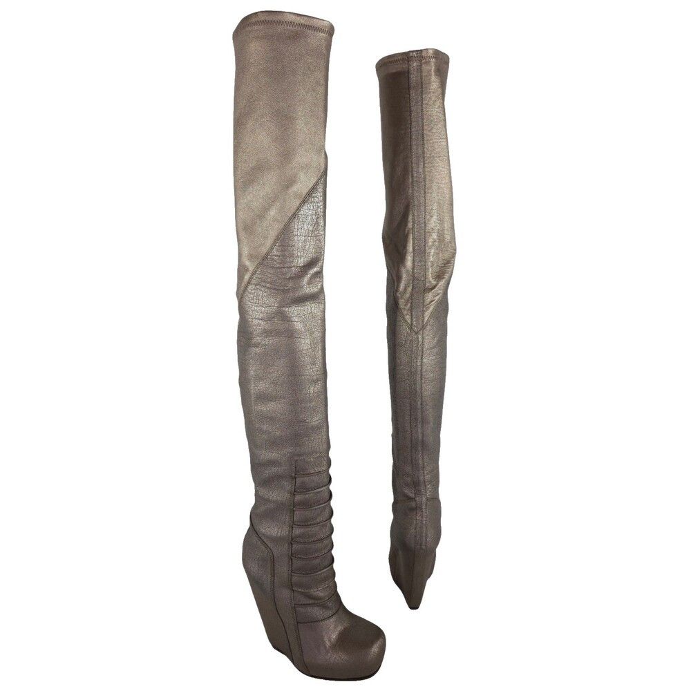 Rick Owens Rick Owens Ruhlmann Boots US 6 EU 36 Womens Silver $2330 Size US 6 / IT 36 - 3 Thumbnail