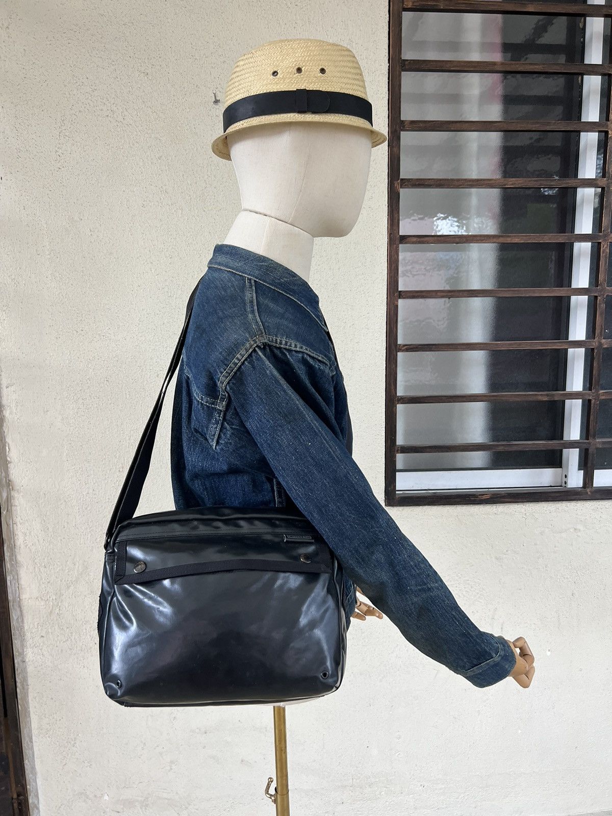 By Yoshida Tarpaulin Messenger Bag in Black, Men's