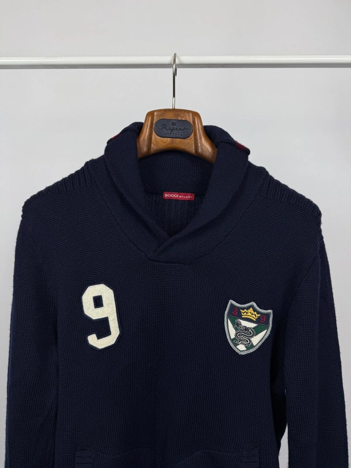 Boggi Boggi Milano Men's Navy Blue Knit High Neck Wool Sweater Size US S / EU 44-46 / 1 - 3 Thumbnail