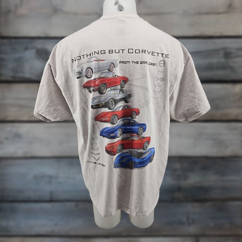 Gildan VINTAGE Nothing But Corvette Chevrolet St Thomas Virgin Islands T Shirt 2XL Mens Cream Distressed 2XL Short Sleeve Crew Neck Cotton T-Shirt Size US XXL / EU 58 / 5 - 1 Thumbnail