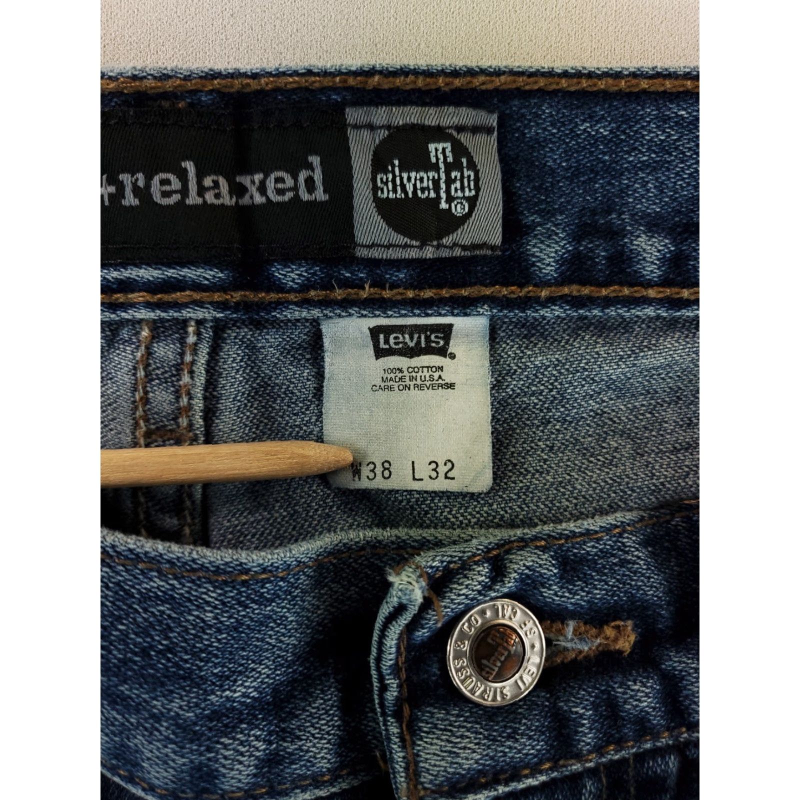 Levi's Levi's Silvertab Jeans Straight Relaxed Blue Made USA Men 38x32 38x31 Inseam 31 Vintage? Size US 38 / EU 54 - 5 Thumbnail