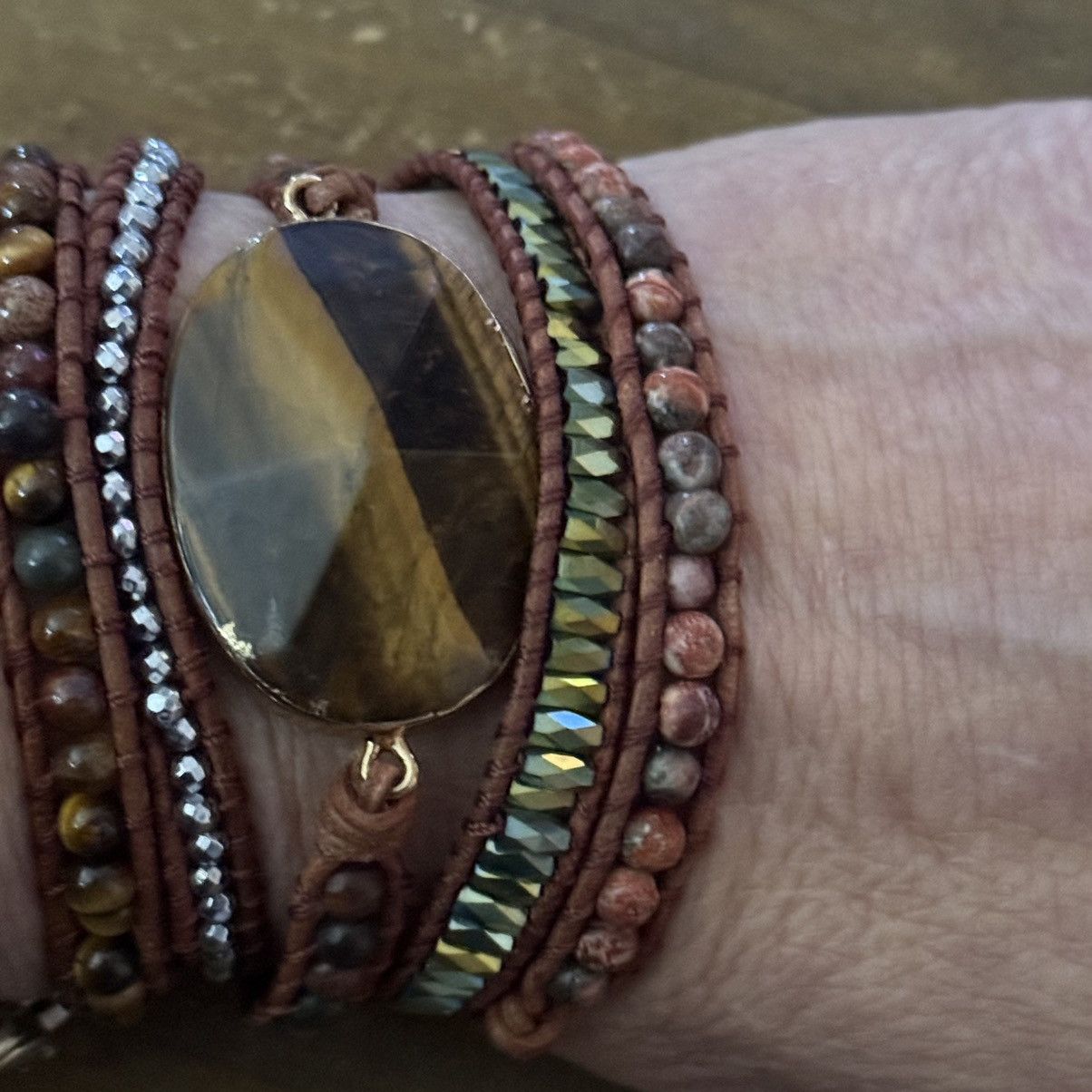 Other Natural Tiger eye & Jasper beaded wrap bracelet Size ONE SIZE - 3 Thumbnail
