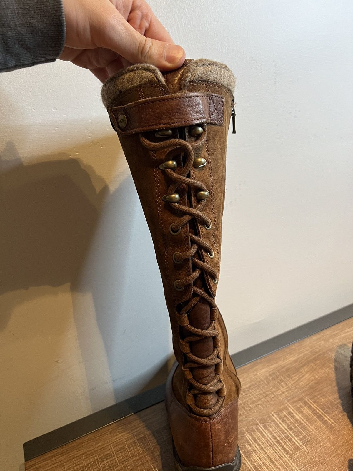 UGG Smithfield Brown Suede Leather Riding Boots Womens 7