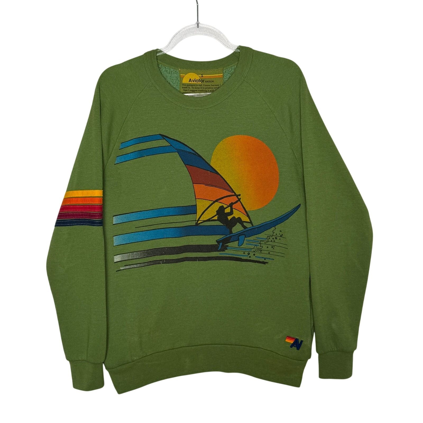 Aviator Nation Early Aviator Nation Surf Sweatshirt Green Rainbow Windsurf Size S / US 4 / IT 40 - 1 Thumbnail