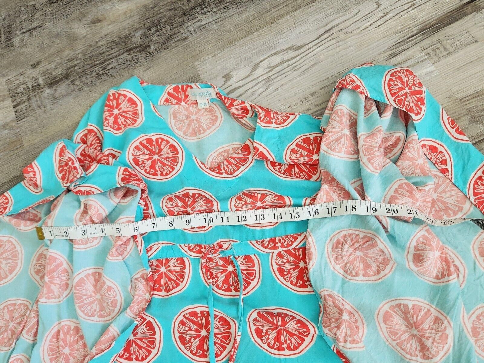 Designer Escapada Beach Swimsuit Cover Up Medium Oranges Aqua Teal Size ONE SIZE - 7 Thumbnail