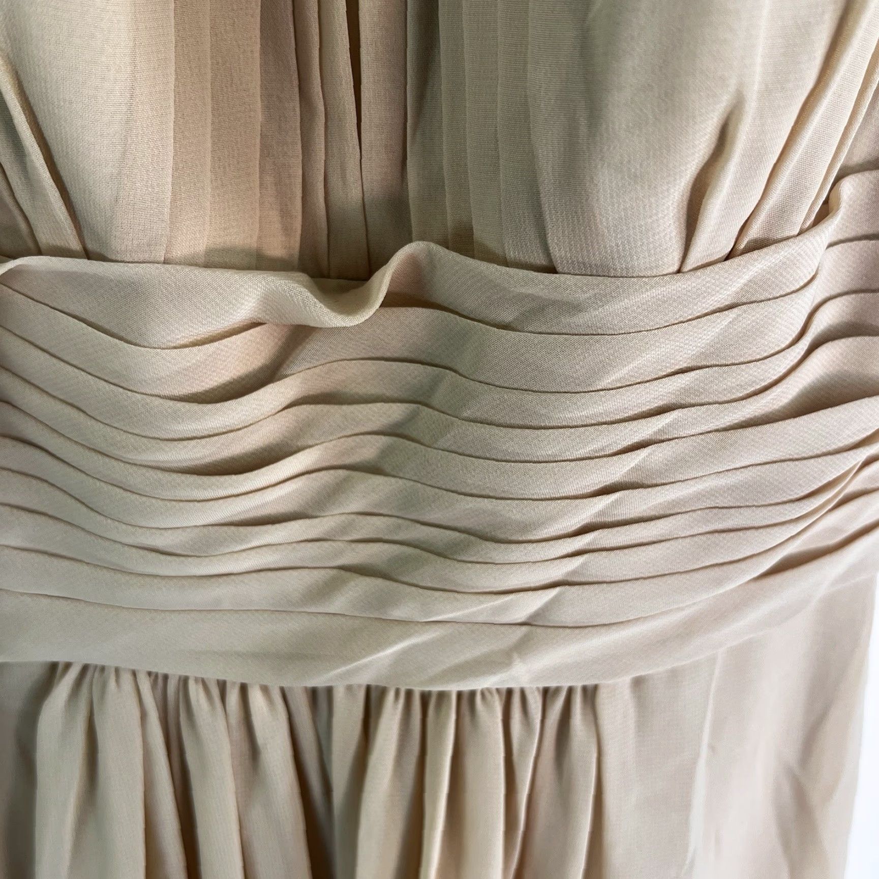 Vintage Jjs House Champagne Chiffon Dress 0 Sleeveless Halter Long A-Line Formal Wedding Beige Pattern Solid Nightwear Dresses Size XS / US 0-2 / IT 36-38 - 6 Thumbnail