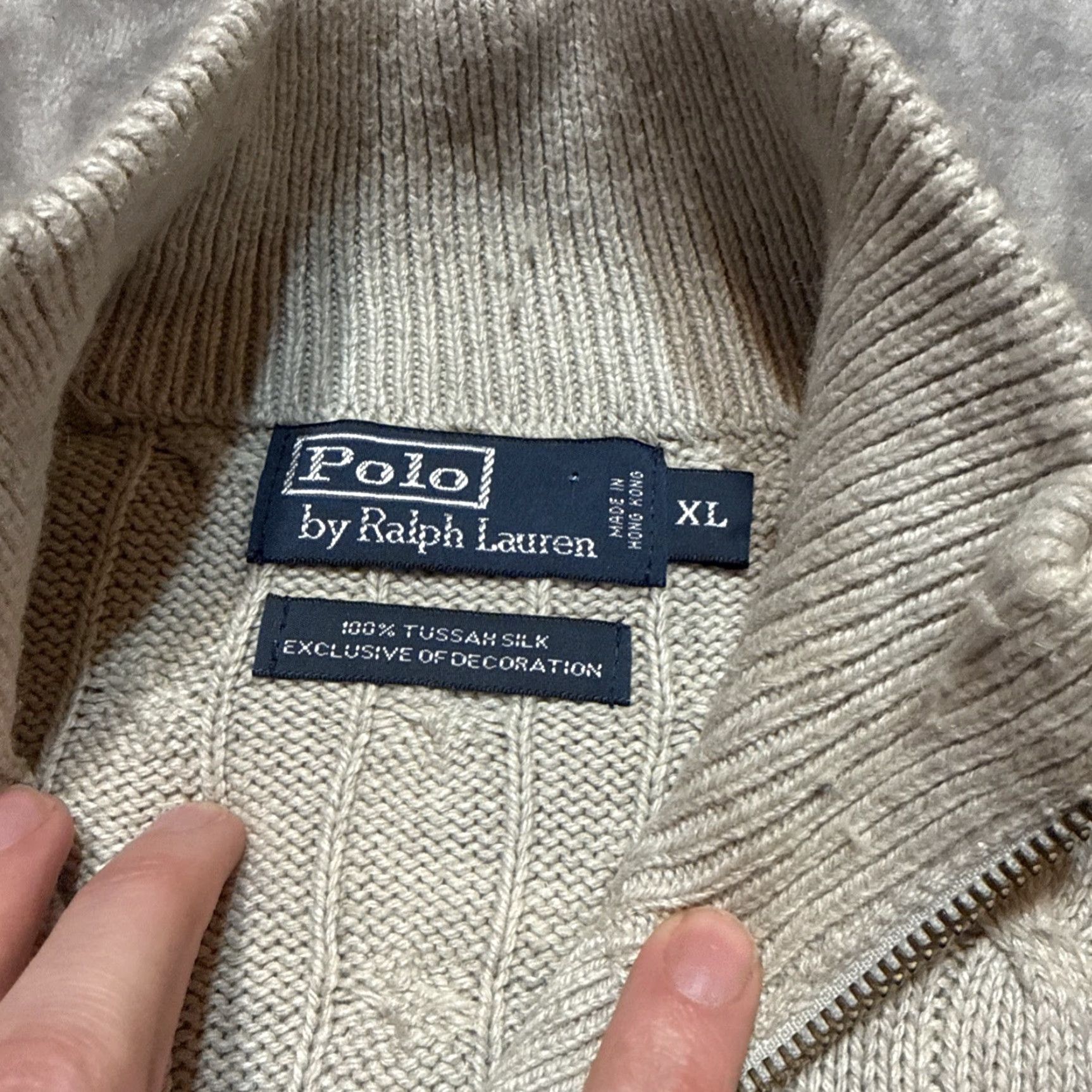 Polo Ralph Lauren Polo Ralph Lauren Sweater Mens XL Gray Cable Knit 1/4 Zip Silk Size US XL / EU 56 / 4 - 3 Thumbnail