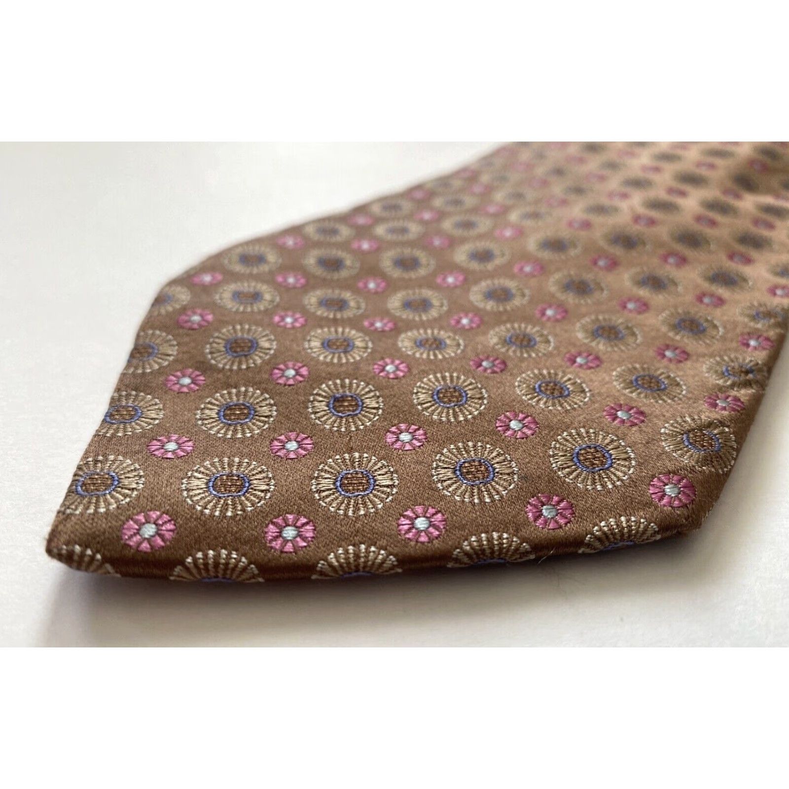 Ermenegildo Zegna VINTAGE Ermenegildo Zegna Silk Tie Floral Foulard Made in Italy Men’s Tie Copper Silk 61.75" 3.75" Wide Preppy Designer Size ONE SIZE - 6 Thumbnail
