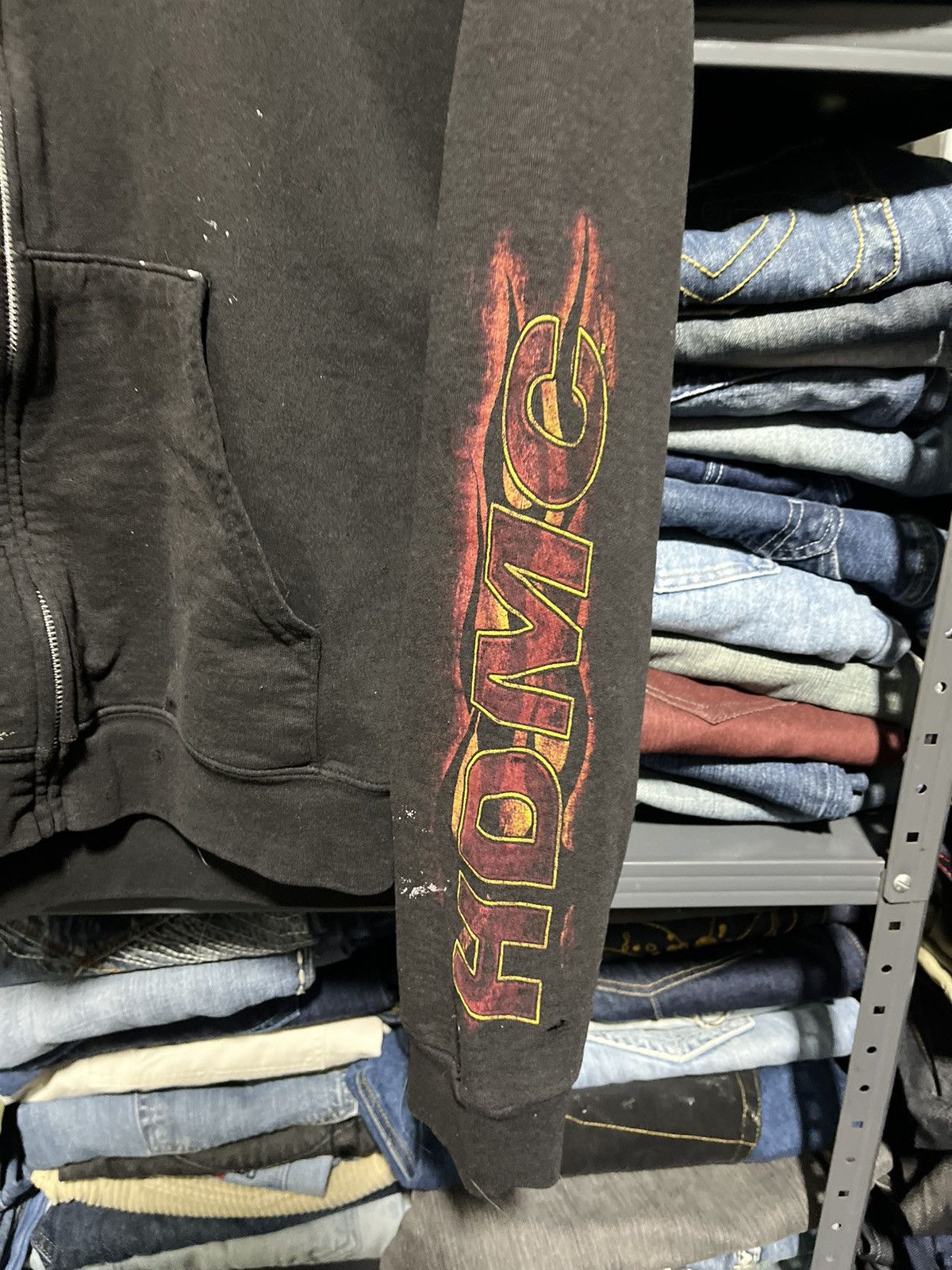 Harley Davidson × Vintage CRAZY Y2K HARLEY DAVIDSON FLAMES SKULL GRUNGE ZIP-UP HOODIE Size US L / EU 52-54 / 3 - 6 Thumbnail