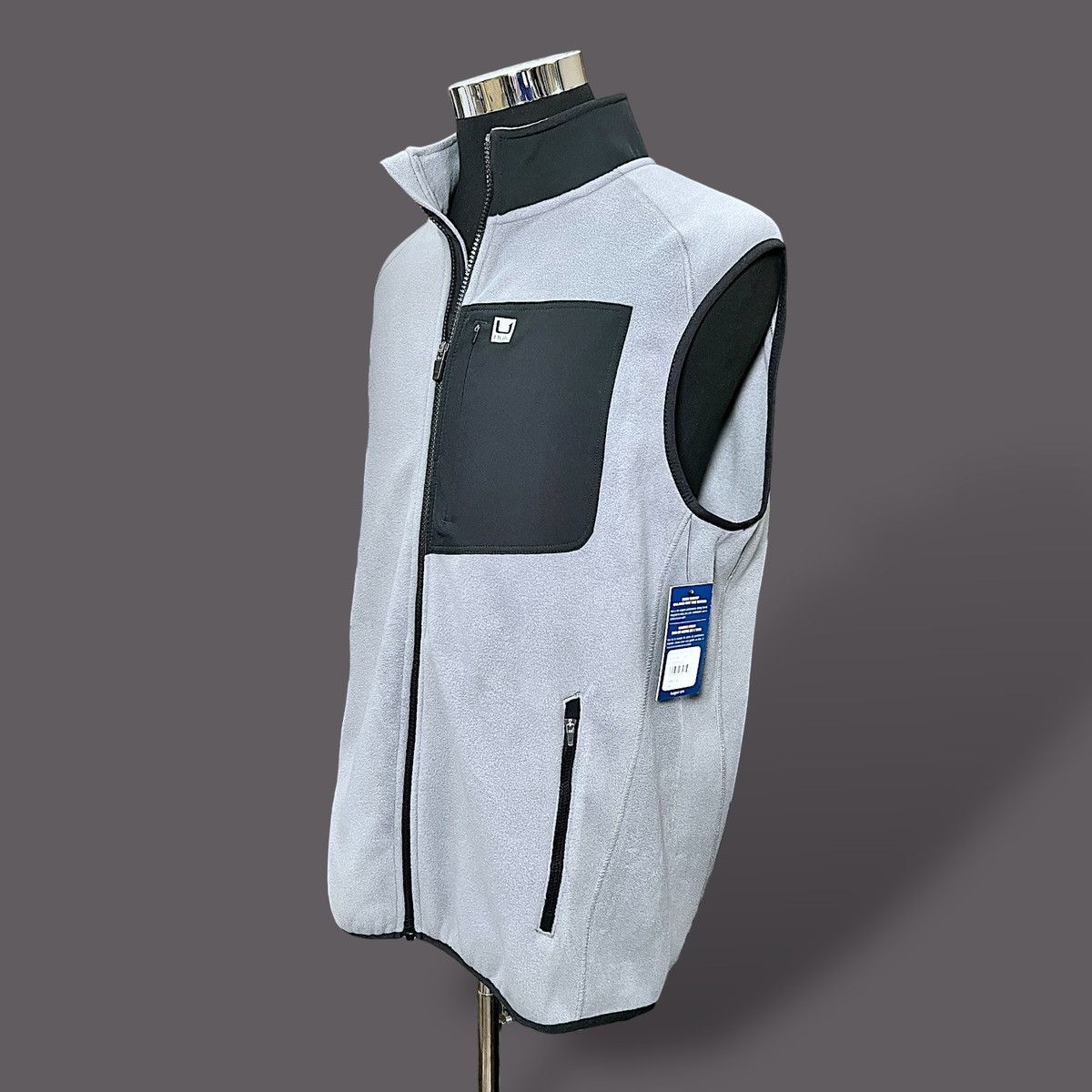 Other Huk Men’s Coastline Fleece Grey Black Vest Sz L Size US L / EU 52-54 / 3 - 8 Thumbnail