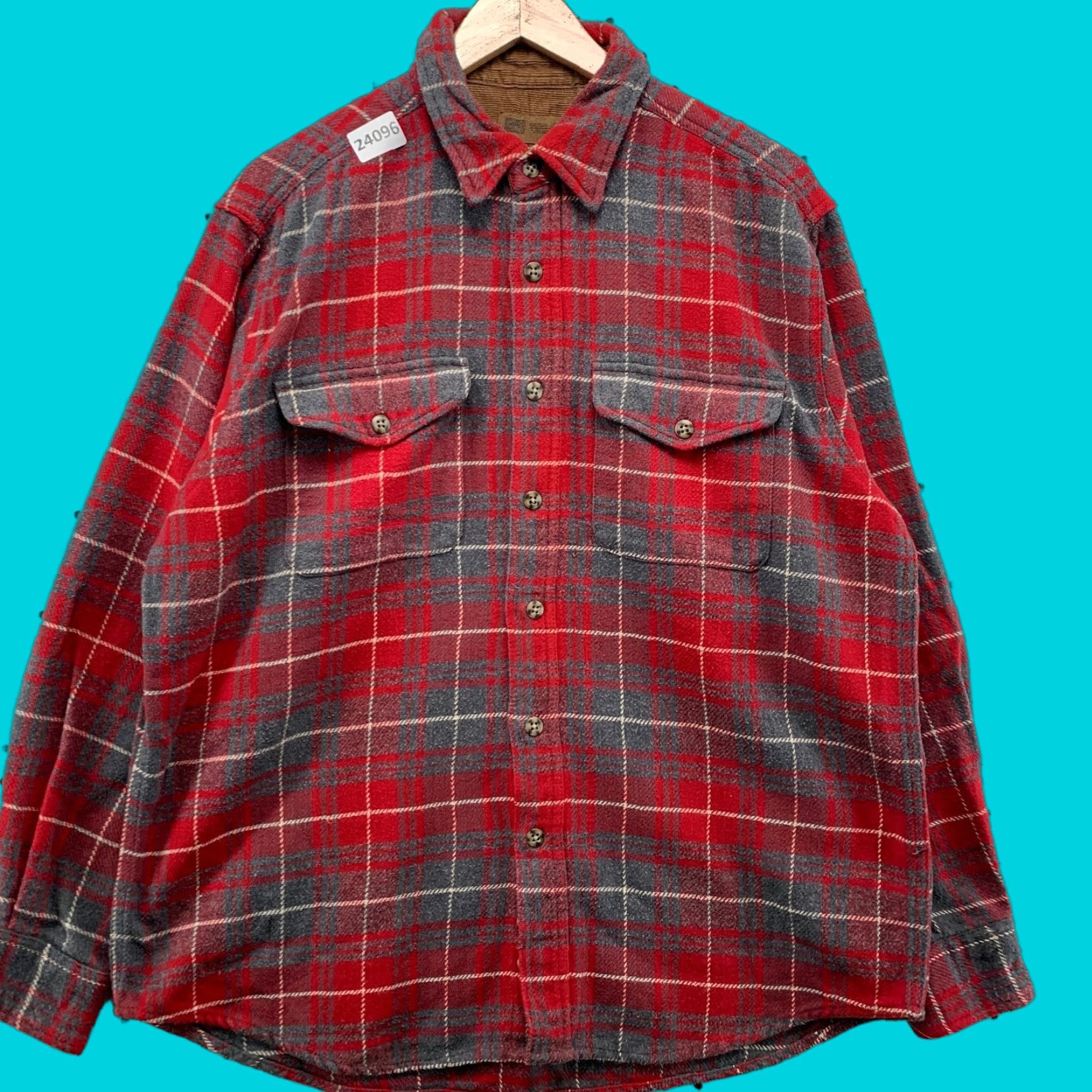 Faded Glory Faded Glory Heavyweight Flannel Pocket Shirt Red Plaid Mens Large 25x32 Size US L / EU 52-54 / 3 - 1 Thumbnail