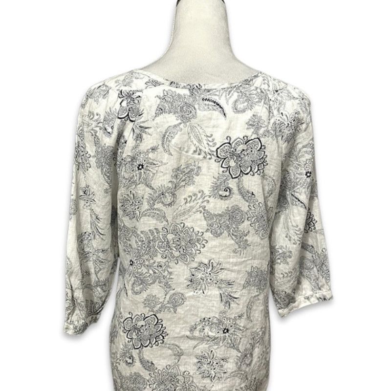 Other Malvin Linen Blouse Floral Paisley 3/4 Sleeves White/Blue S Size S / US 4 / IT 40 - 4 Thumbnail