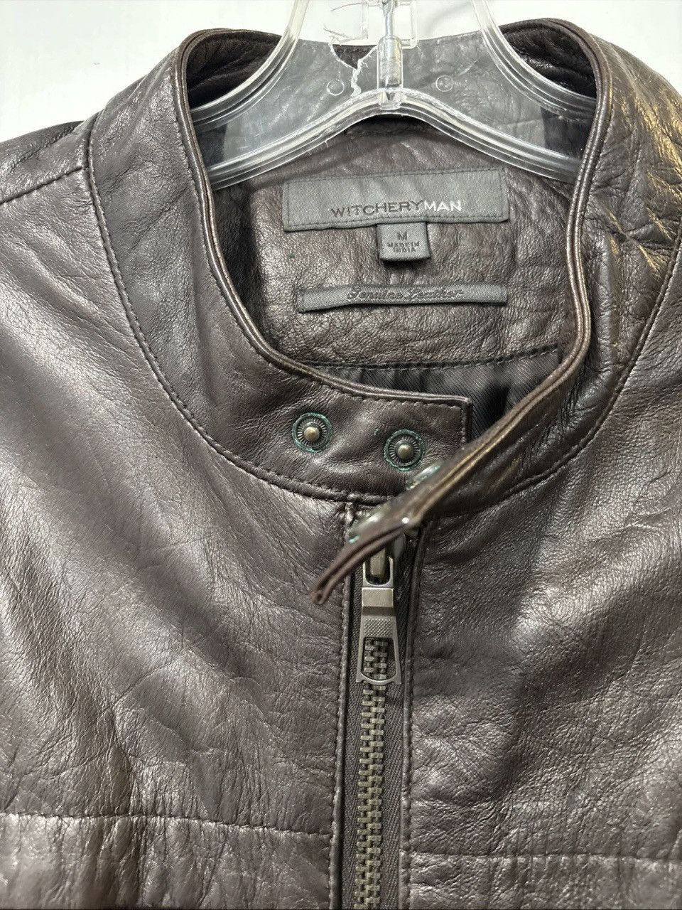 Other Witchery Man Brown Leather Biker Moto jacket soft zip sleeve Size US M / EU 48-50 / 2 - 3 Thumbnail