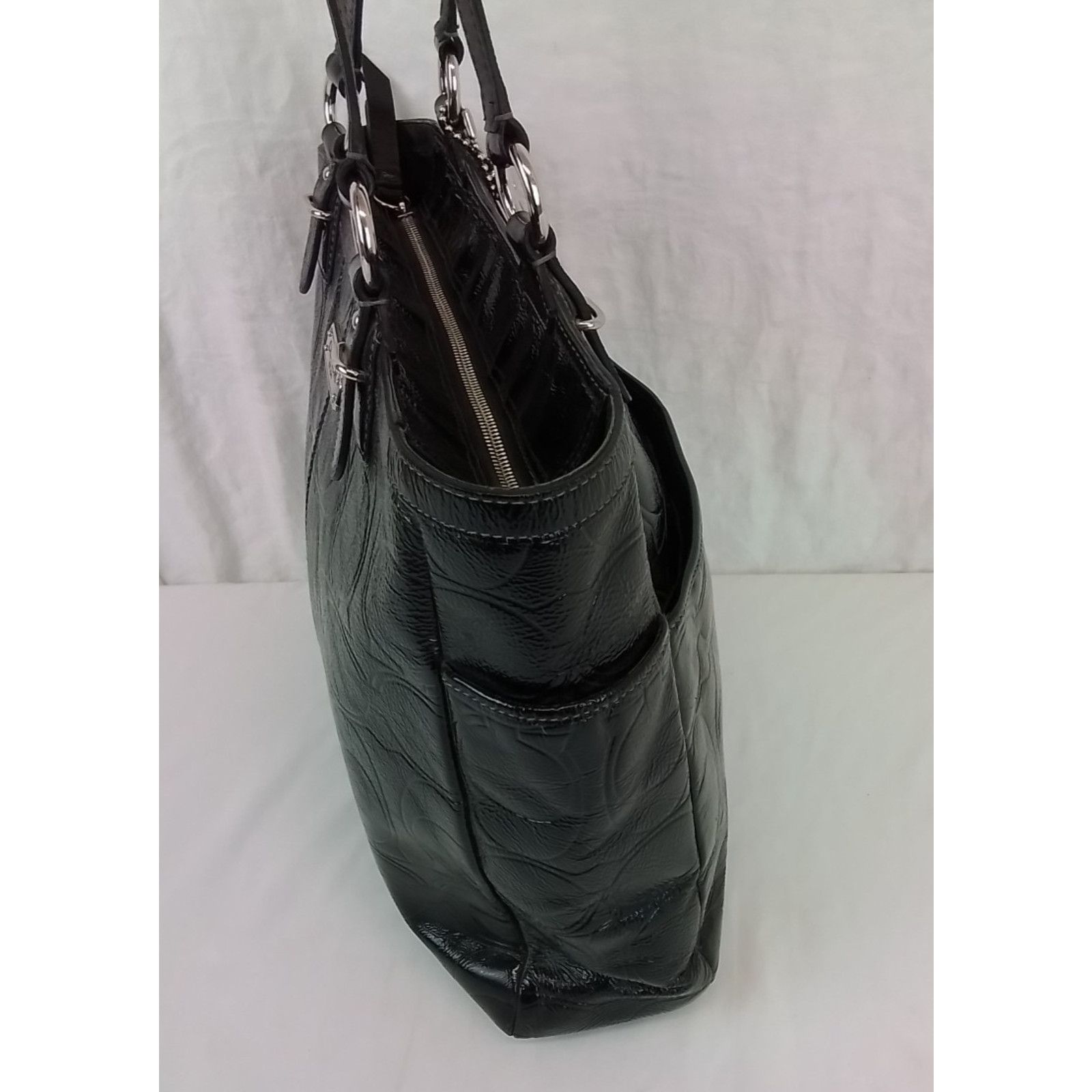 Coach Coach Gallery Tote Bag Black Patent Leather Signature C Size ONE SIZE - 5 Thumbnail