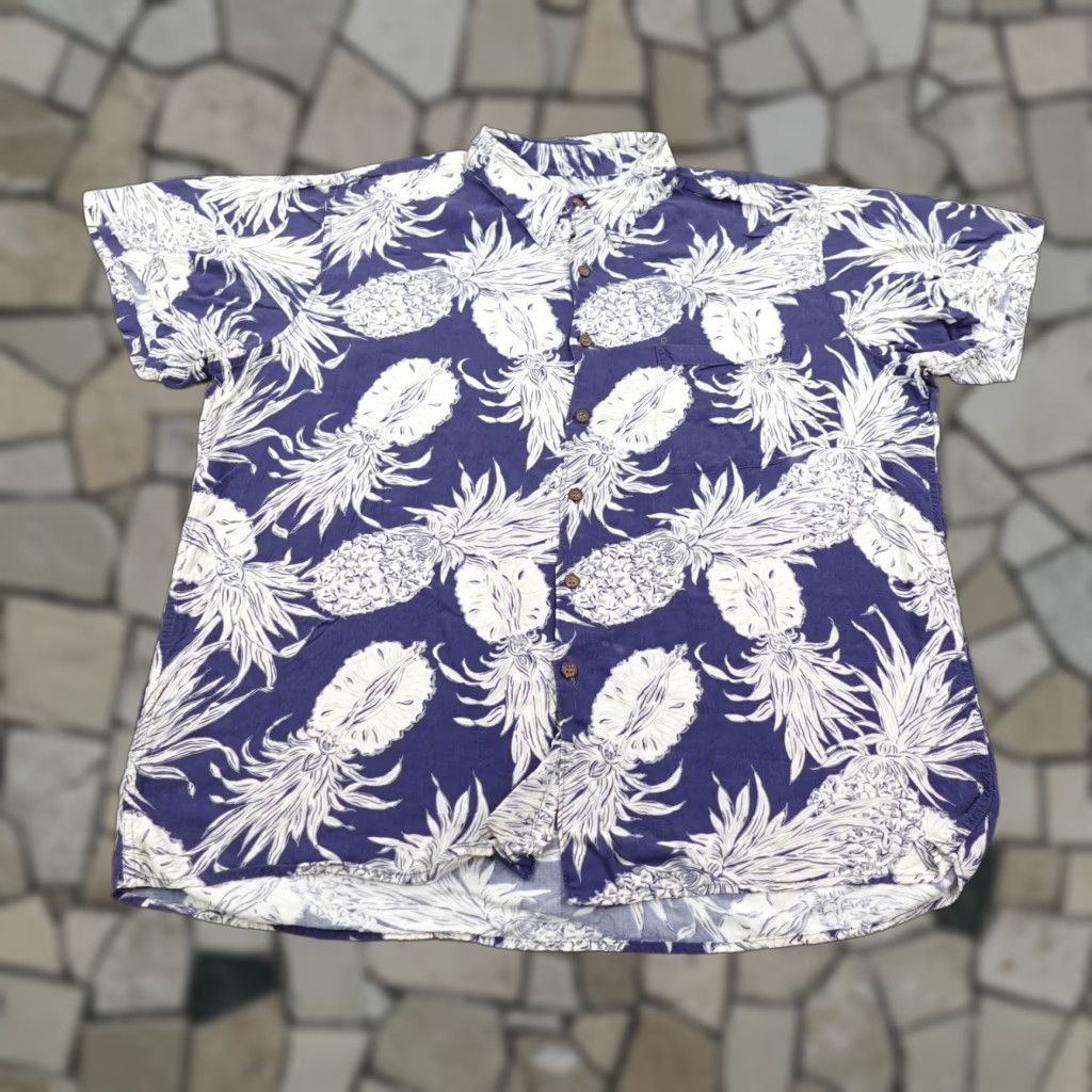 Reyn Spooner VINTAGE Reyn Spooner Shirt Men XL Blue White Hawaiian Aloha Pineapple Camp Rayon Casual Beach 90s Mens XL Size US XL / EU 56 / 4 - 1 Thumbnail