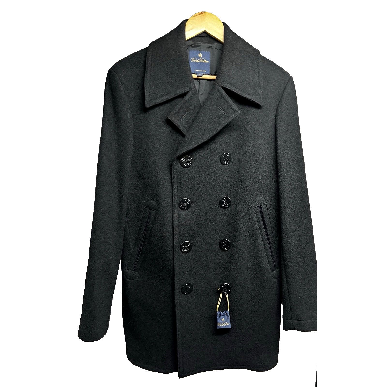 Brooks Brothers Brooks Brothers Black Wool Button Up Peacoat Medium Pockets Size US M / EU 48-50 / 2 - 6 Thumbnail