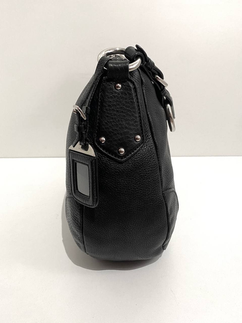 Prada Prada Logo Black Leather Vitello Daino Hobo Shoulder Bag Size ONE SIZE - 9 Thumbnail