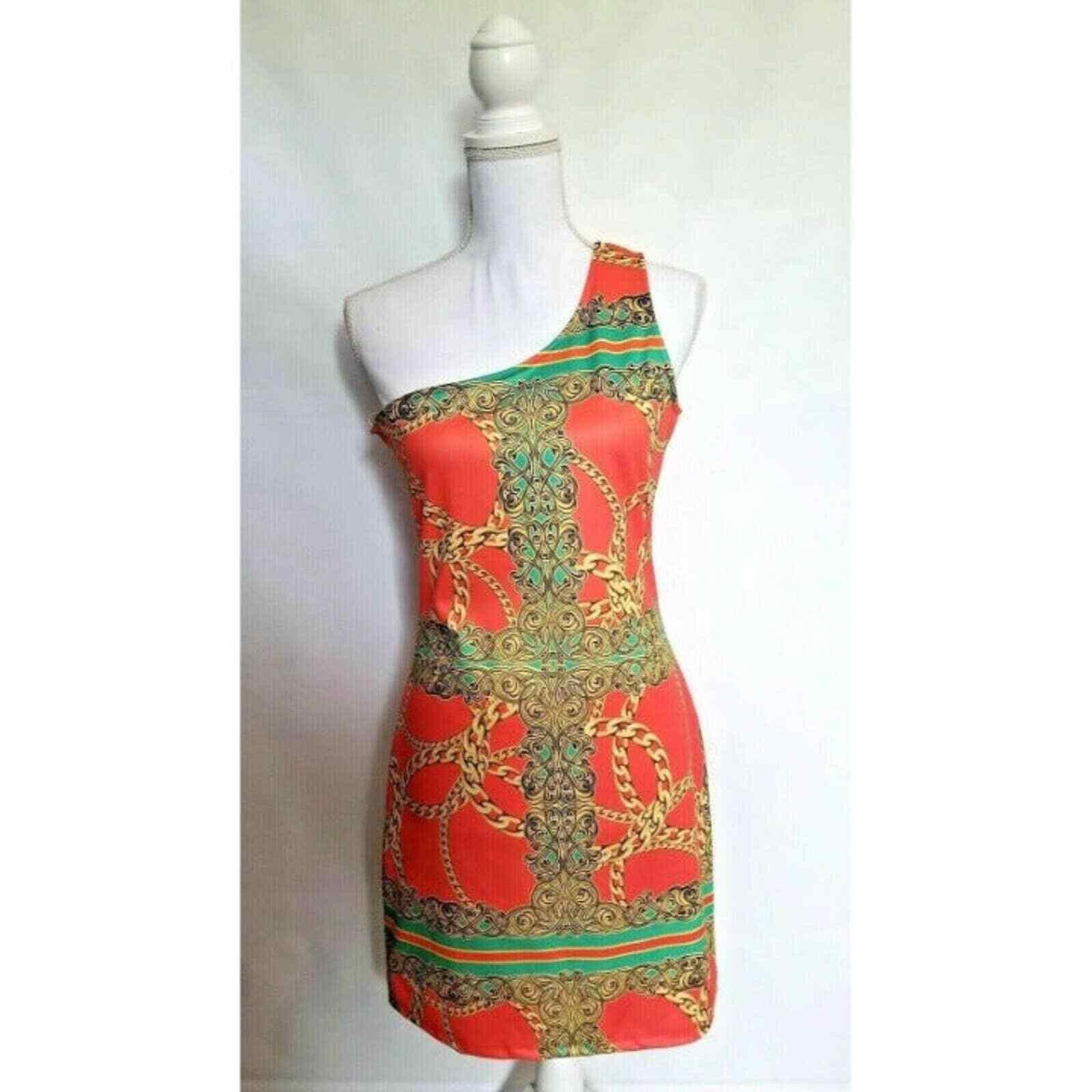 Other B Sharp Juniors Woman's Large L Dress Orange Chain Detailin Size L / US 10 / IT 46 - 3 Thumbnail