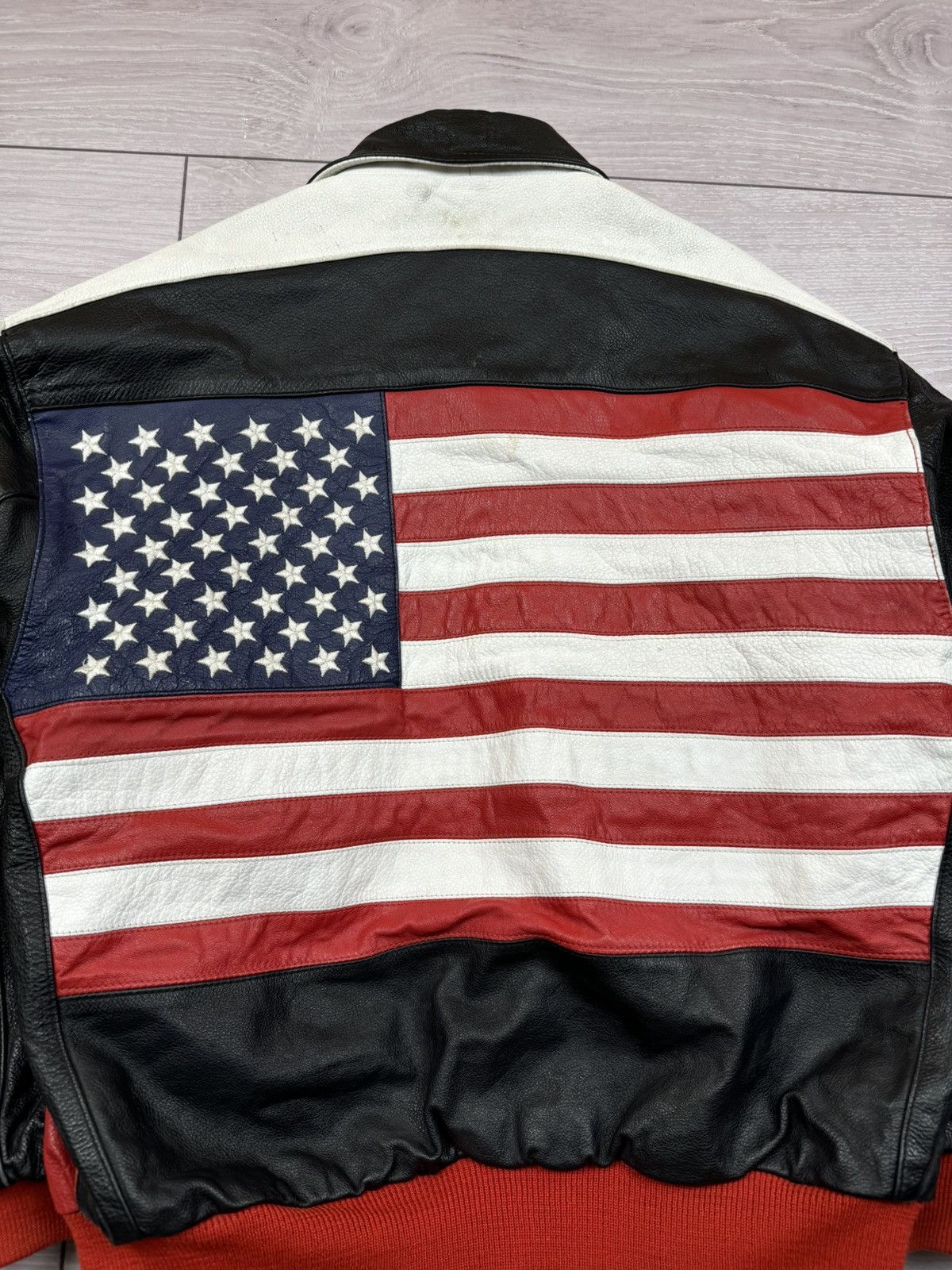 Vintage Cordon Gear USA Flag Big Logo Vintage Leather Jacket Size US S / EU 44-46 / 1 - 12 Thumbnail