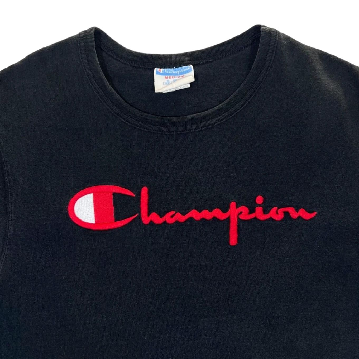 Champion CHAMPION T-Shirt Black 00s Made In Honduras Embroidered Spellout Front Logo Mens Medium Size US M / EU 48-50 / 2 - 2 Thumbnail