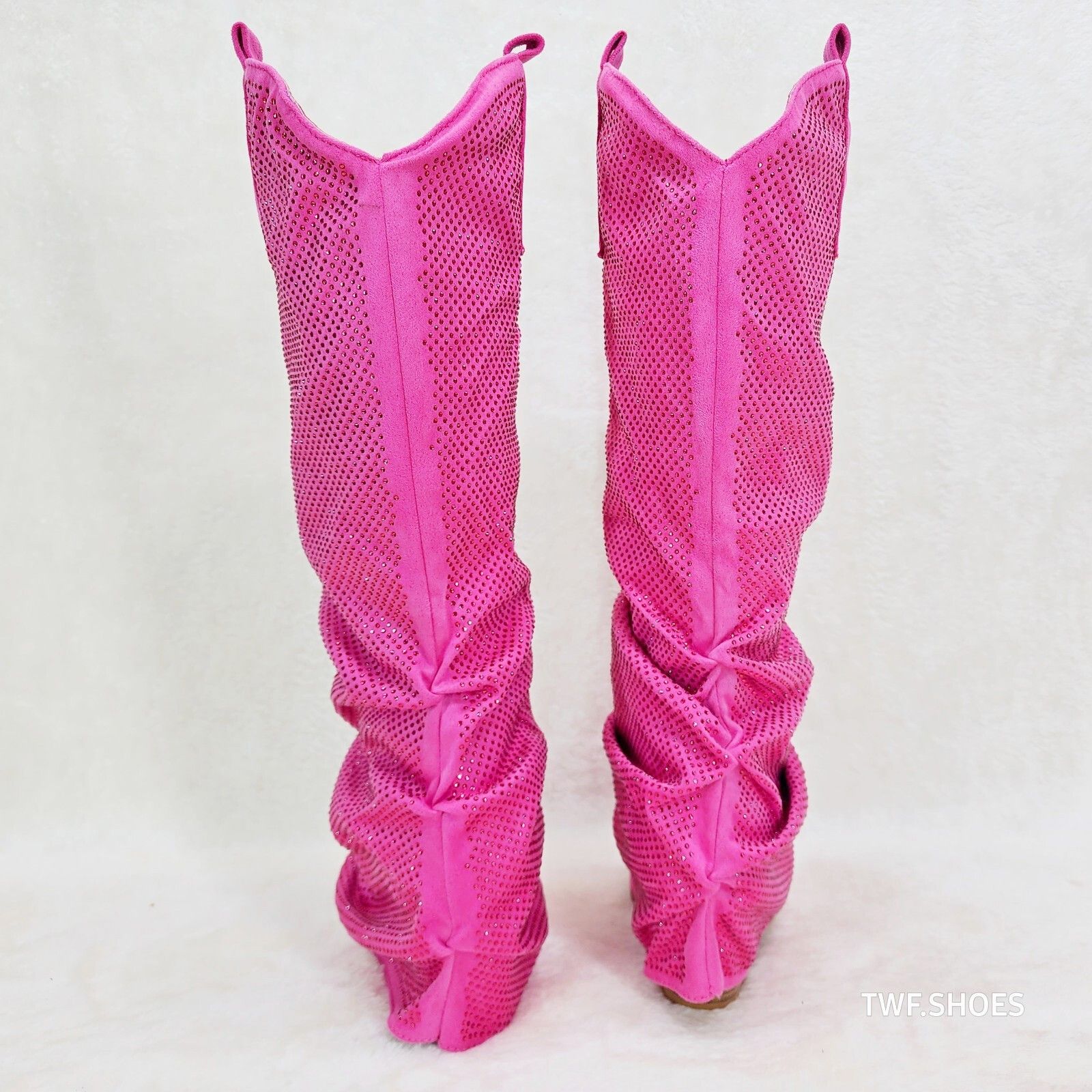Other Country Twist Fuchsia Draped Rhinestone Fold Over Western Co Size US 7 / IT 37 - 4 Thumbnail